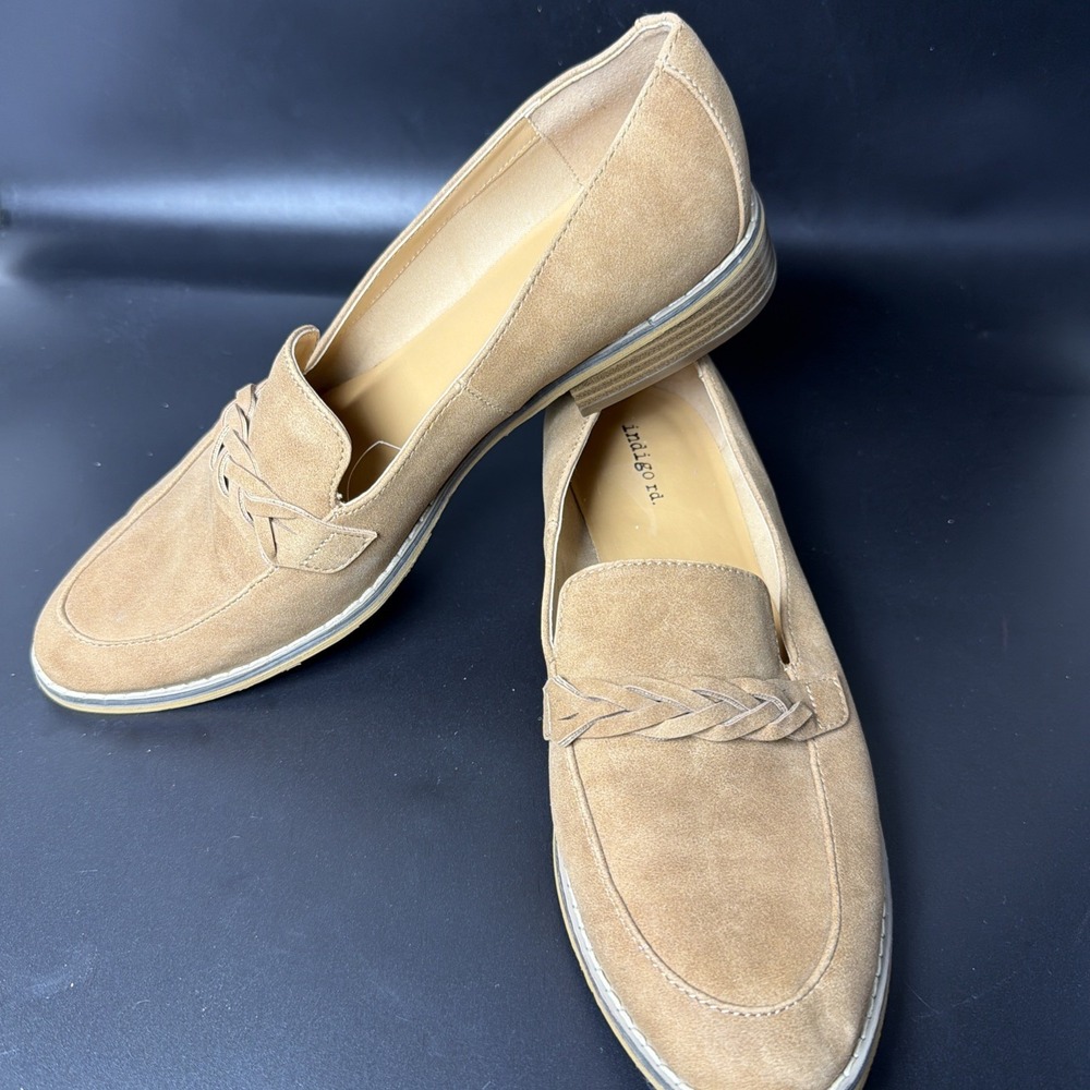 Indigo Rd. Raven Loafers Women's Size 10M Tan Brown Braided‎ Faux Suede Career